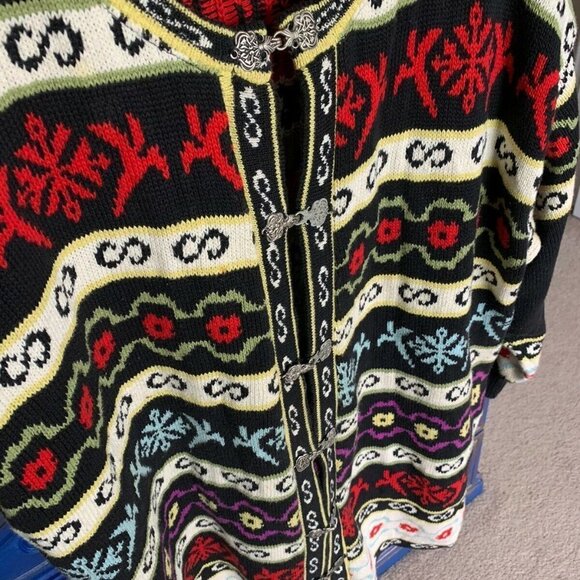 Vintage 90s Susan Melizan Cotton Knit Tunic Top Sweater Woven USA Art To Wear XL - Picture 2 of 4